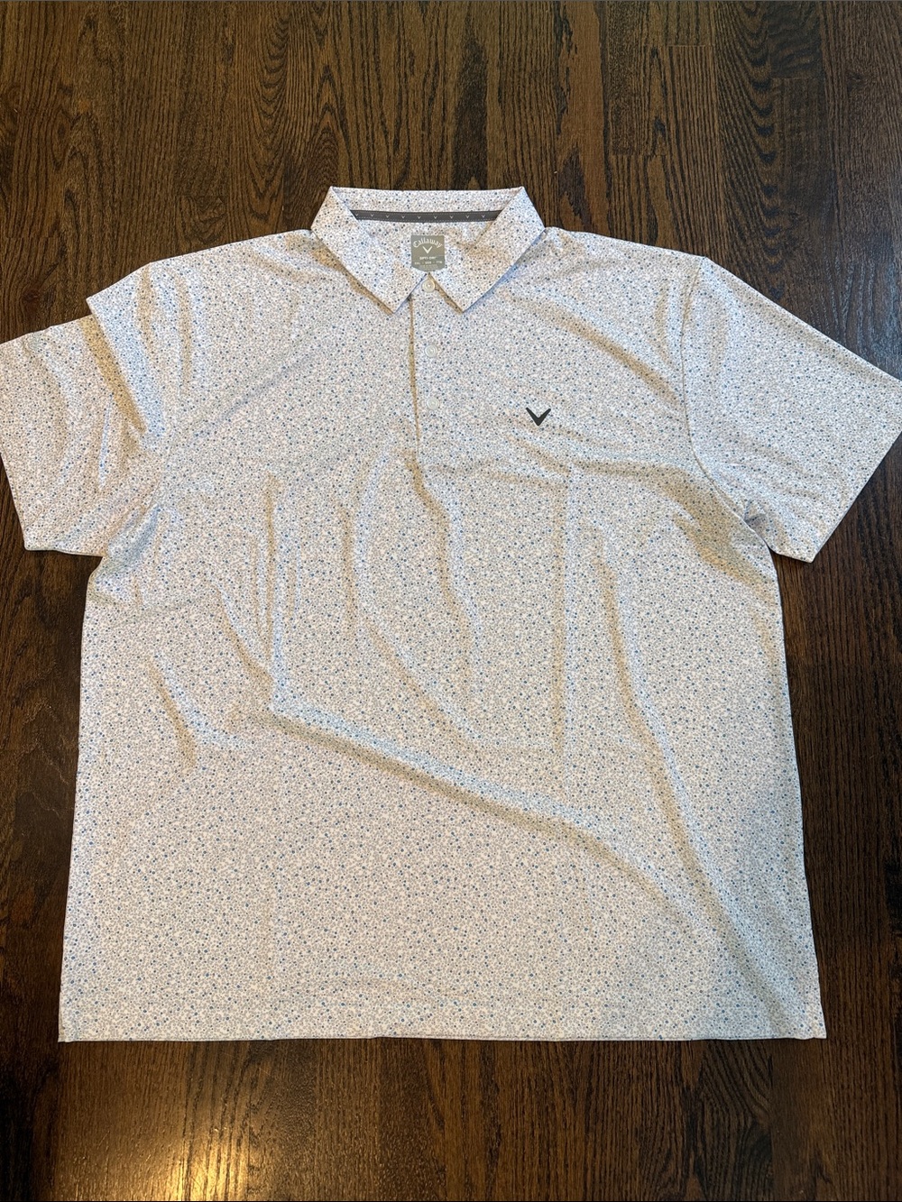 Callaway Men’s White Micro-Print Golf Polo with Navy Logo xxl nwot